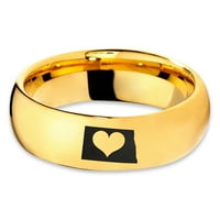 Volfram Sjeverna Dakota muški i ženski komforni prsten od 18k žutog zlata s poliranom kupolom