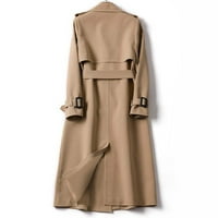 Nadzor kaputa za žene kaputa posada za vrat dugi rukavi Čvrsta vitka jakna s kaputom dugačka odjeća vjetrovit