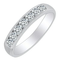 Zaručnički prsten od bijelog prirodnog dijamanta okruglog reza za godišnjicu braka od punog bijelog zlata 14k