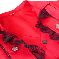 Zunfeo Steampunk jakna za žene- modne srednjovjekovne boje boja dugih rukava s trostrukim nosačima crveni 3xl