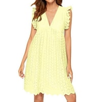 Žuta duga ljetna haljina za žene, Ženska mini haljina bez rukava s cvjetnim printom, Ležerne ljetne haljine na