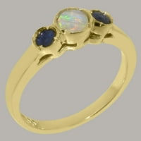 Britanci su napravili klasični čvrsti 14K žuto zlato Natural Opal & Sapphire ženskog obljetničkog prstena - Opcije