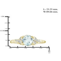 Akvamarinski prsten prosinački nakit od rodnog kamena-karatni akvamarin od 14k zlata preko srebrnog prstena s