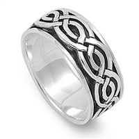 Muški vjenčani prsten je keltski tkač. Sterling srebrni nakit ženska muška Veličina $ 14