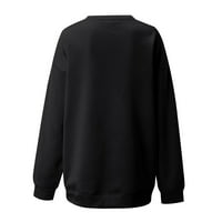 Vrhovi za žene pulover s kapuljačom okrugli vrat ležeran tiskani dugi rukav labavi modna jesenska ušteda crna