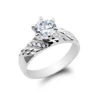 10-karatni prsten od bijelog zlata 10k okrugli kubični cirkonij s vjenčanim prstenom veličine 4-10