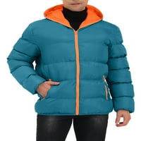 Jedinstvene ponude muške zime puni zip kontrast u boji kapuljača s puhastom jaknom
