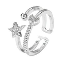 Heiheiup zvijezda i mjesec prsten s dijamantima za žene modni nakit Popularni pribor Teen Girl nakit