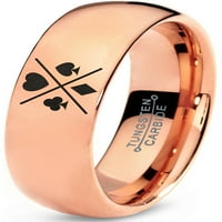 Volframove karte za igranje prsten sa simbolom odijela za muškarce i žene udobno pristajanje 18k ružičasto zlato