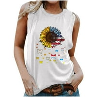 Ženska majica bez rukava sa suncokretom, majica s printom američke zastave, zvijezde i pruge, majice za 4. srpnja