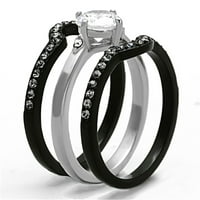 Par crnih ZARUČNIČKIH prstenova od nehrđajućeg čelika, set muških dvobojnih crnih prstenova u tonskoj veličini,