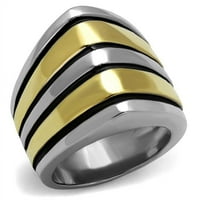 Ženski dvotonski IP zlatni prsten od nehrđajućeg čelika s epoksidom u mlaznju - Veličina 6
