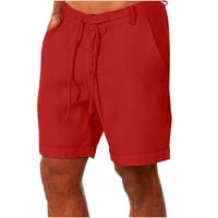 Muške lanene kratke Ležerne ljetne kratke hlače za plažu s elastičnim strukom i vezicama lagane kratke hlače s