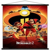 The Incredibles-zidni poster s jednim listom s drvenim magnetskim okvirom, 22.375 34