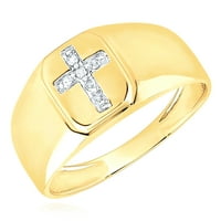 0,06CTW Natural Diamond 10K žuti zlatni križni prsten