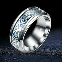 Keusn Titanium Steel Dragon prsten sa srebrnim zlatnim zmajem prstenom od nehrđajućeg čelika