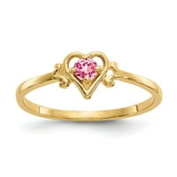 Prsten od žutog zlata od 14 karata s listopadskim ružičastim turmalinom, veličina 7
