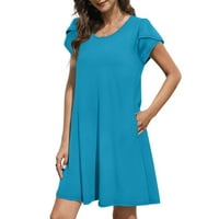 Ljetne haljine za žene s kratkim hlačama Žene solidna haljina za rukave majice majica haljina ljetna haljina s