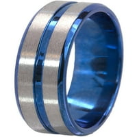 Titanski prsten sa šiljastim rubom s jednim utorom anodiziran plavom bojom