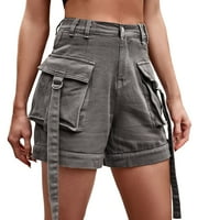 Ženske teretne hlače od američkog trapera, Ležerne kratke hlače s džepovima i elastičnim strukom