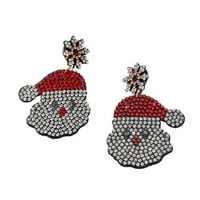 Nakit, modni trend božićne naušnice ženske kreativne božićne naušnice s dijamantima u crvenoj boji