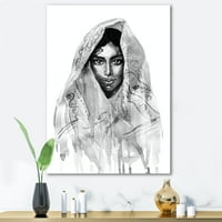 Crno -bijeli portret mlade Indijance koje slikam platno umjetnički tisak