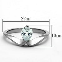 Ženski srebrni prsten od poliranog nehrđajućeg čelika s kubičnim cirkonijskim cirkonima u prozirnoj boji 91337