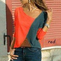 Ženska bluza s okruglim vratom s kombinacijom boja dugih rukava Plus veličina lagani vrhovi bluza