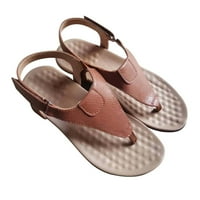 Ženske sandale s ravnim potplatom, ljetne modne Ležerne jednobojne prozračne japanke, smeđe sandale, rasprodaja