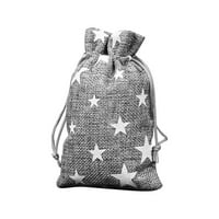 Pribor za pohranu Alibudžetni Božićni džep na čipku pahuljica poklon vrećica od pamuka i lana lanena torba za