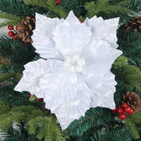 Umjetni božićni cvijet sa svjetlucavima Božićni cvijet s božićnim sjajem umjetni cvijet na stabljici zlatno bijeli