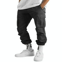 Muške teretne hlače s džepovima u donjem dijelu, široke Ležerne Radne hlače s elastičnim strukom