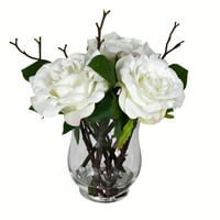 Umjetna Bijela ruža od 10 u staklenoj vazi