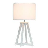 Jednostavan dizajn, povezana trokutasta stolna svjetiljka od bijelog drveta sa sivim sjenilom od tkanine